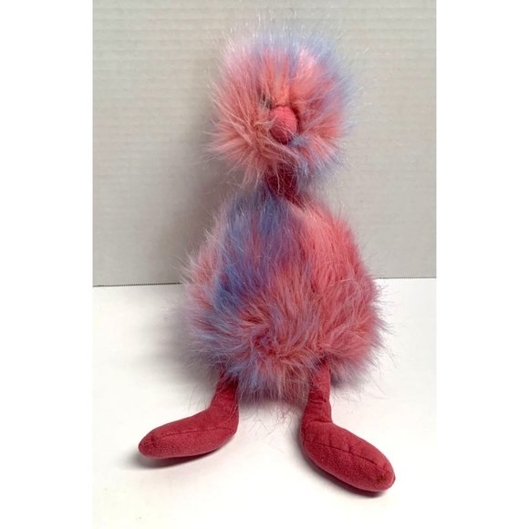 Jellycat Jelly Cat Purple Pink Plush Emu Ostrich Furry Fuzzy Pompom Plush Stuffe - Picture 1 of 5